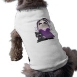 Sad Gothic Girl And Cat In Purple Dog Tshirt