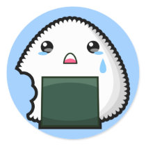 Sad Onigiri Round Stickers