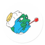 Sad planet round stickers