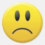 Sad Smiley Face Round Stickers