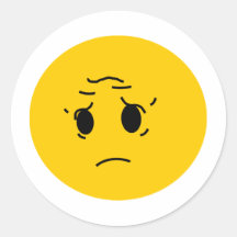 sad smiley round stickers