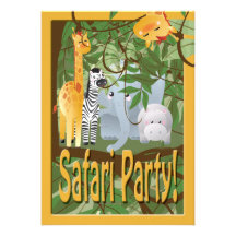 Safair Jungle Animals Birthday Party Personalized Announcements