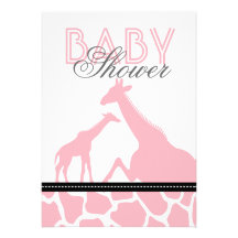 Safari animal baby girl shower custom announcements