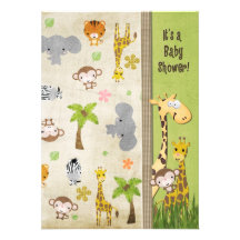 Safari Animals Baby Shower Custom Announcements