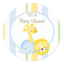 safari animals baby shower  sticker cute fun