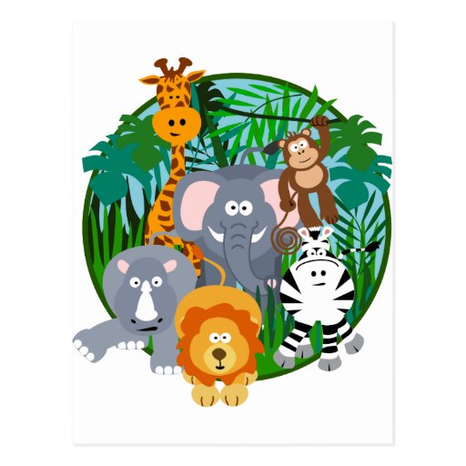 Safari Animals Cartoon Postcard | Zazzle
