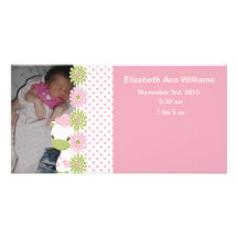 Safari Babiez Birth Announcement Girl Customized Photo Card