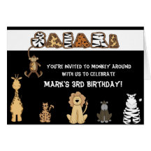 Safari Birthday Party Invitations Greeting Card