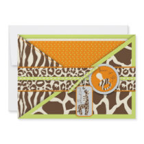 Safari Boy Green TY Card 2 Invitation