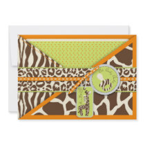 Safari Boy Orange Invitation Card 2