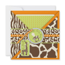 Safari Boy Orange Square Invite
