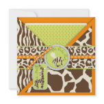 Safari Boy Orange Square invitations