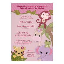 Safari doux d'invitation de baby shower de bébés d