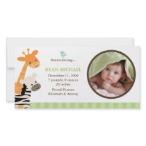 Safari Friends Birth Announcement Customized Photo Card