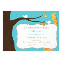Safari Giraffe Birthday Invitation