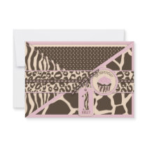 Safari Girl Birthday Enclosure Card B1 Custom Invitation
