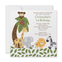 Safari Jungle Animal Kid Birthday Party Invitation