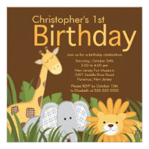 Safari Jungle Animal Kid Birthday Party Invitation