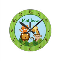 Safari Jungle Animal Nursery Wall Clock wall clocks