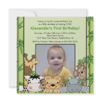 Safari Jungle Animals Photo Birthday Invitation