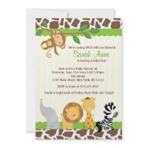 Safari Jungle Baby Boy Shower Invitation