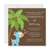 Safari Jungle Blue Giraffe Kid Birthday Party
