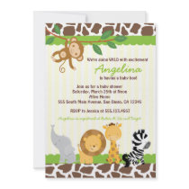 Safari Jungle Monkey Baby Shower Invitations