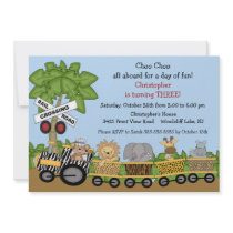 Safari Jungle Train Birthday Invitation
