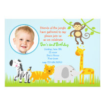 Safari Jungle Zoo Animals Birthday Invitations