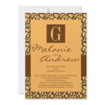 Safari Monogram Wedding Invitation Leopard Pattern