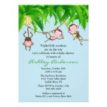 Safari Triplet Monkeys Baby Shower Invitation