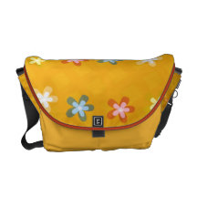 Saffron Yellow Messenger Bag with Cheeful Flowers