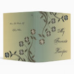 Sage and Canary Floral Swirl Recipe Book 3 Ring Binders