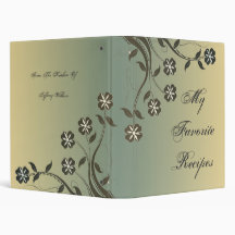 Sage and Canary Floral Swirl Recipe Book 3 Ring Binders