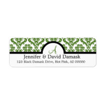 Sage Damask Wedding Monogram Address Labels labels