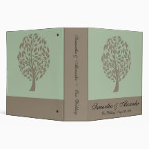 Sage Green and Soft Brown Stylized Eco Tree Vinyl Binders