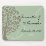 Sage Green and Soft Brown Stylized Eco Tree Mouse Pad