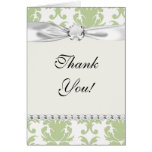 sage green bold large damask pattern card
