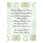 sage green bold large damask pattern custom invite