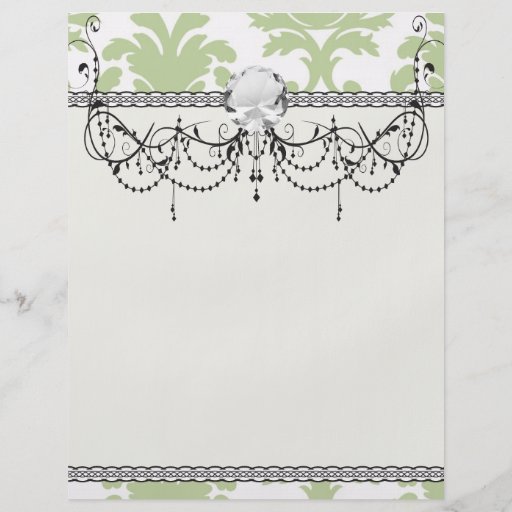 sage green bold large damask pattern personalized flyer