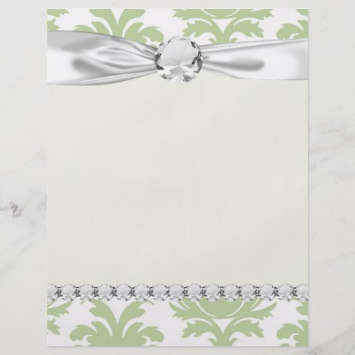 sage green bold large damask pattern personalized flyer