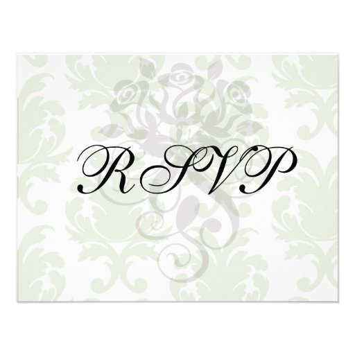 sage green bold large damask pattern custom invitations