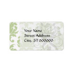 sage green bold large damask pattern personalized address label