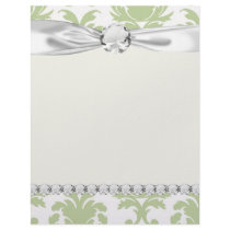 sage green bold large damask pattern letterhead template