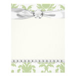 sage green bold large damask pattern letterhead template
