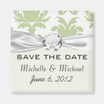 sage green bold large damask pattern magnets