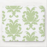 sage green bold large damask pattern mouse pad