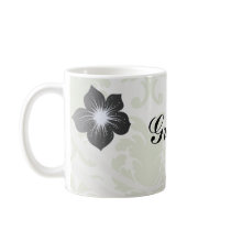 sage green bold large damask pattern coffee mug