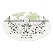 sage green bold large damask pattern stickers