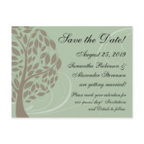 Sage Green, Brown Stylized Eco Tree Save the Date